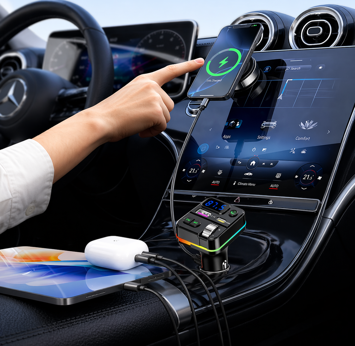 30W 3-Port USB-C Fast Car Charger Adapter for iPhone 17/16/15/14, Samsung Galaxy, Huawei & Honor