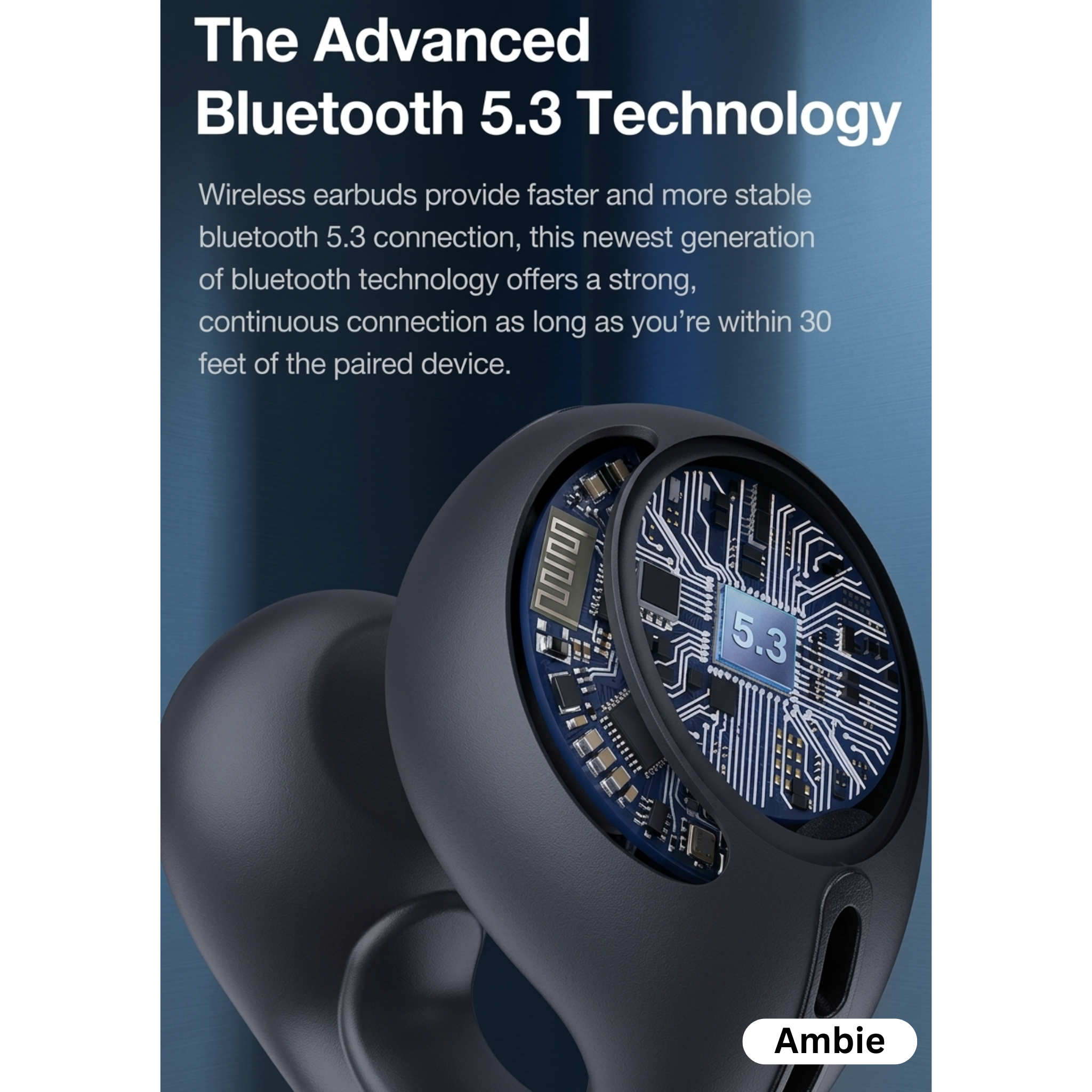 SOUNDPEATS POP Open-Ear Bluetooth 5.0 Earbuds سماعات بلوتوث لاسلكية – عزل ضوضاء AI، بطارية 30 ساعة، مقاومة للماء، خفيفة ومريحة
