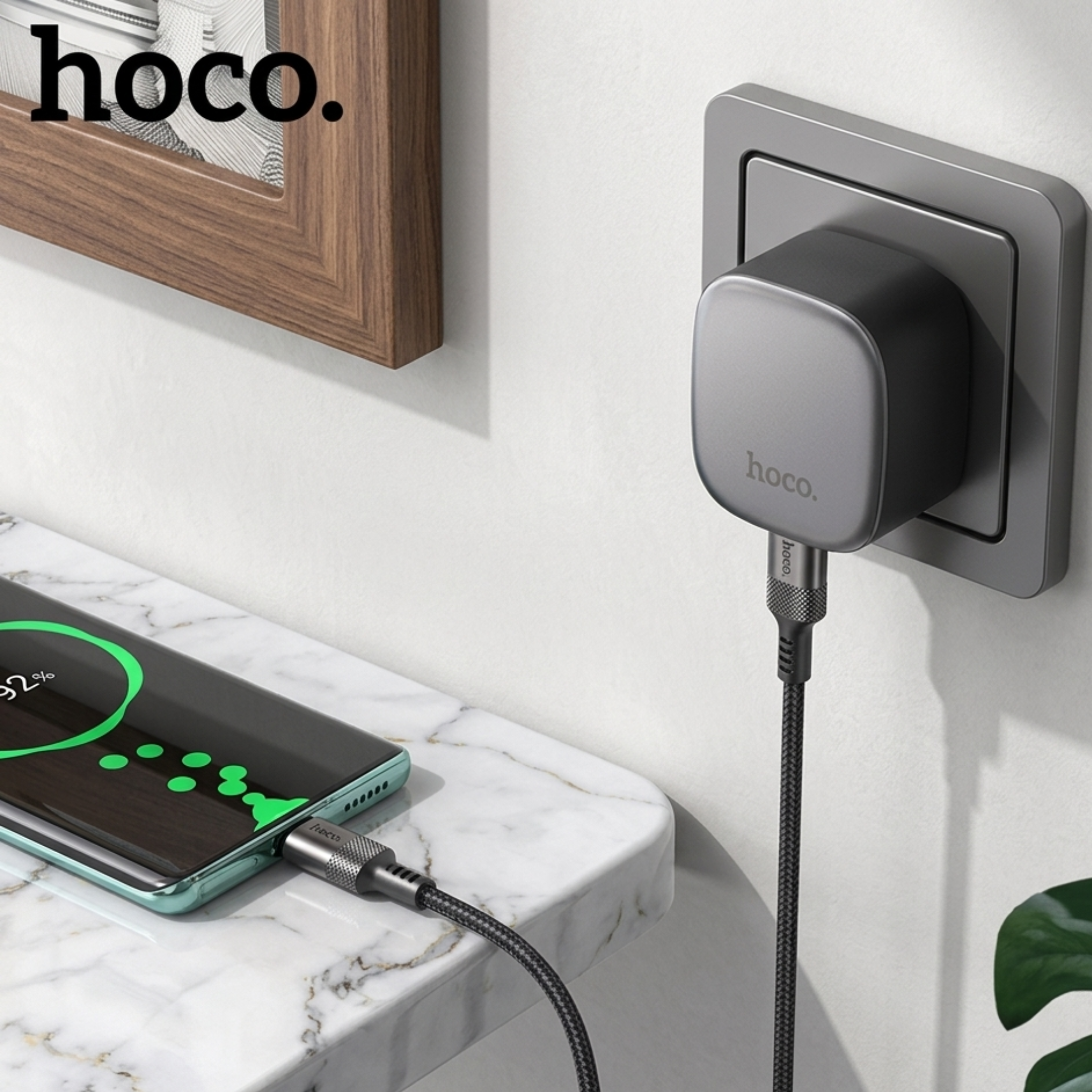 Hoco Fast Charging Dual Port Charger (Type-C & USB-A) | High Speed Power Adapter for Android & iPhone
