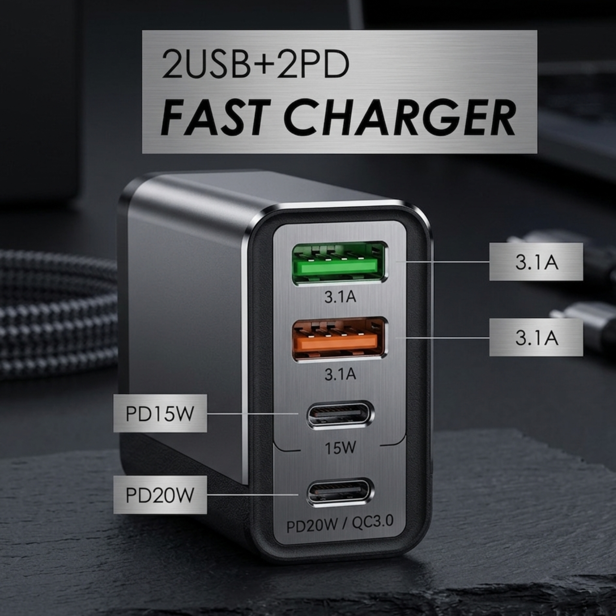 36W Fast Charger Adapter for iPhone & Android – Quick Charging